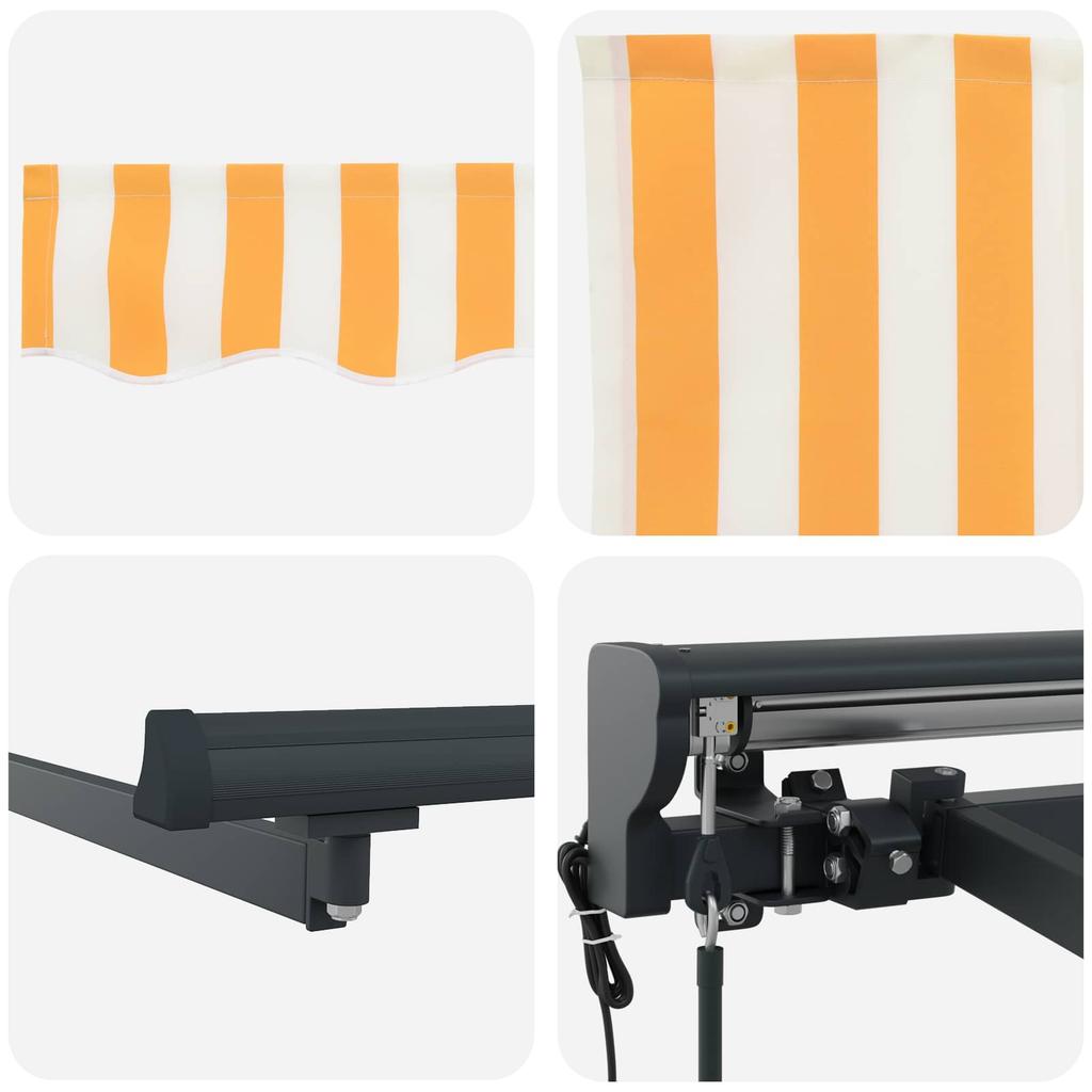 Yellow and White Retractable Awning Frame 300 x 250 cm