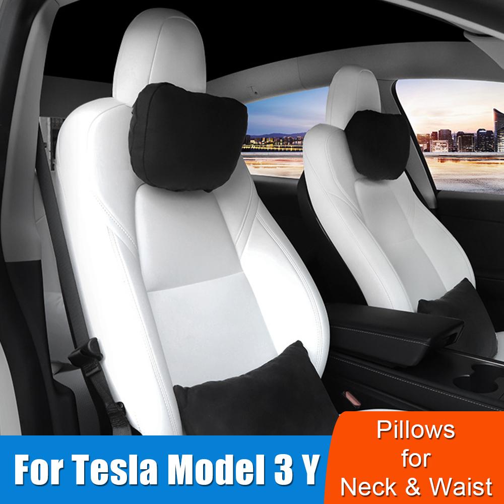 Oreillers de Cou et de Taille de Voiture Universels Doux Confortables Coussin Appui-Tête Pour Tesla Model 3 Y 1 Pièce Pour Soulagement et Soutien de la Tête et des Lombaires