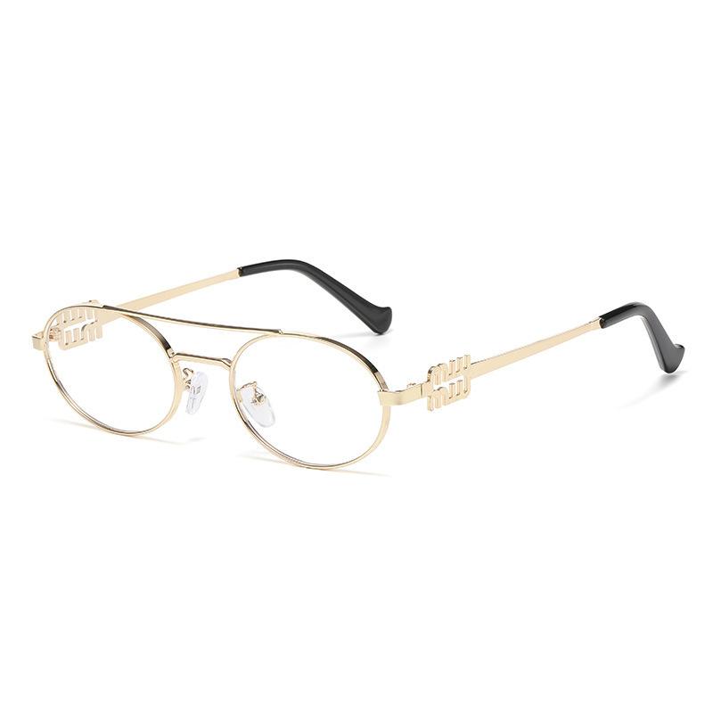 European and American 1111 small frame sunglasses sunglasses double beam oval sunglasses women's concave shape light luxury style