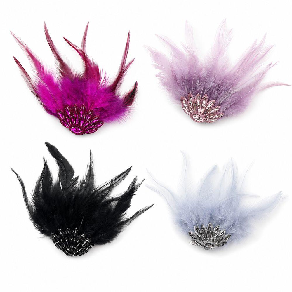 Gothic Style Rhinestone Feather Brooch Handmade Shoulder Strap Boutonnieres Flowers Dance Costume