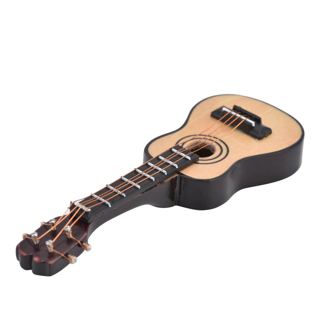 1/12 Scale Dollhouse Miniature Wooden Guitar Mini Guitar Display Model Dollhouse