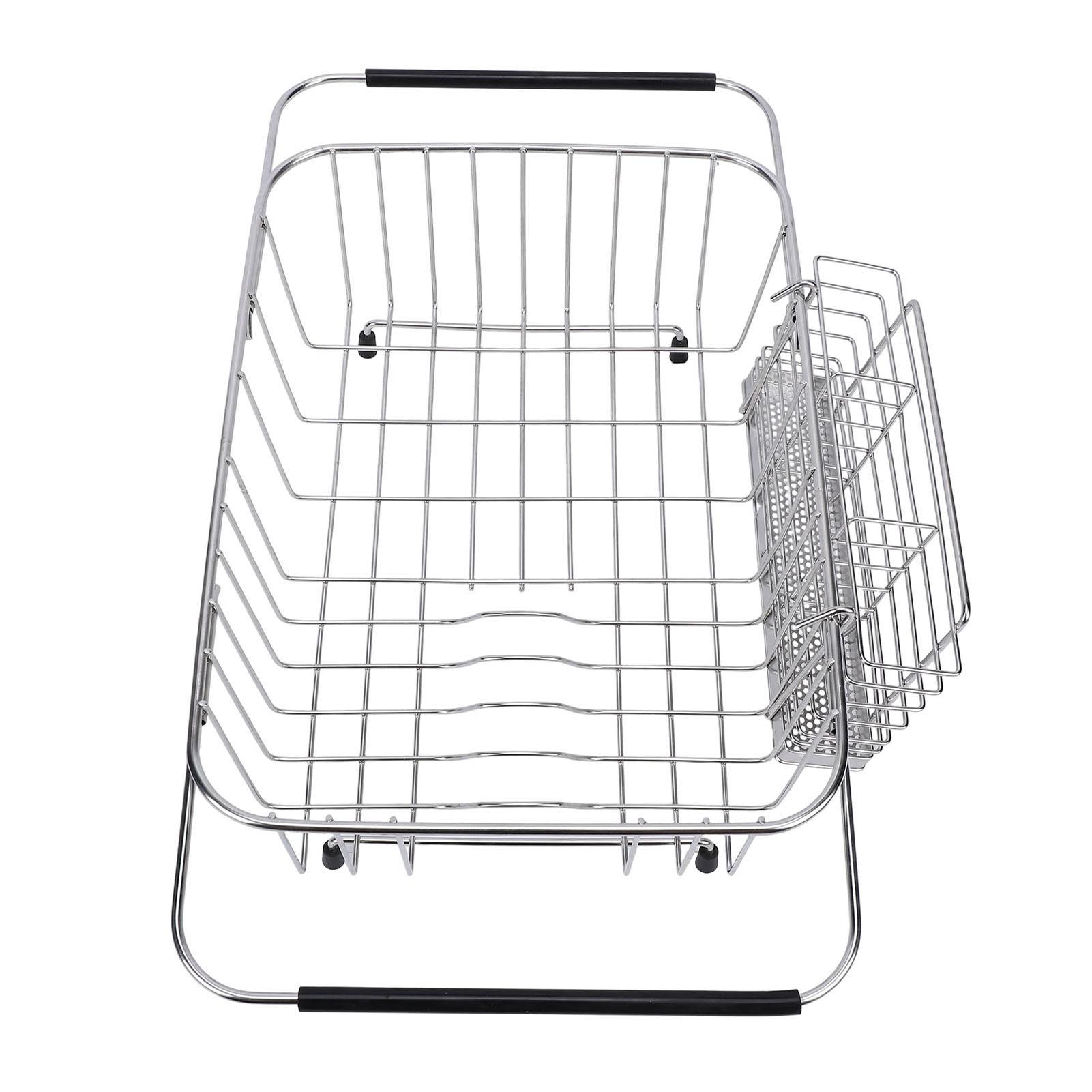 Kitchen Sink Dish Rack with Chopsticks Holder Stainless Steel Expandable Dish Drying Draining Basket
