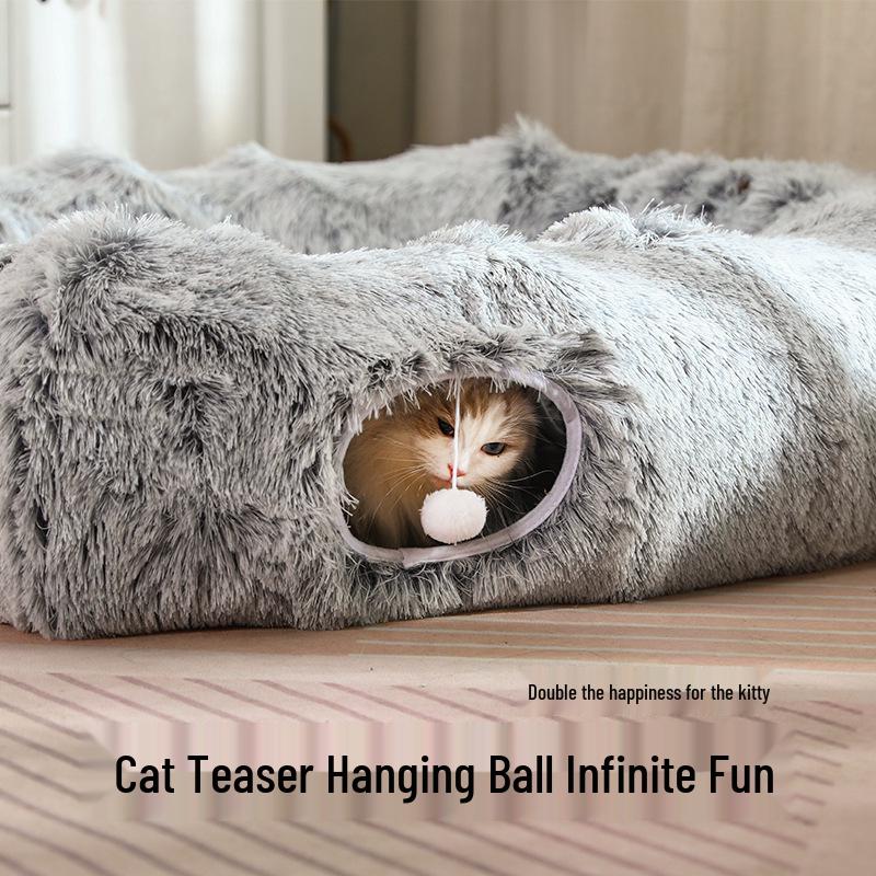 Square Cat Tunnel & Bed: Winter Warmth Pet Accessory