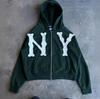 Autumn and Winter Tide Brand Embroidered Sweater Hooded Cardigan Loose Large Size Street Style Couple Jacket