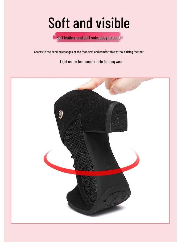 Damen Tanzschuhe mit Blockabsatz: Mittelhoher Absatz, Weiche Sohle für Ballsaal-, Latein- und Square Dance-Übungen