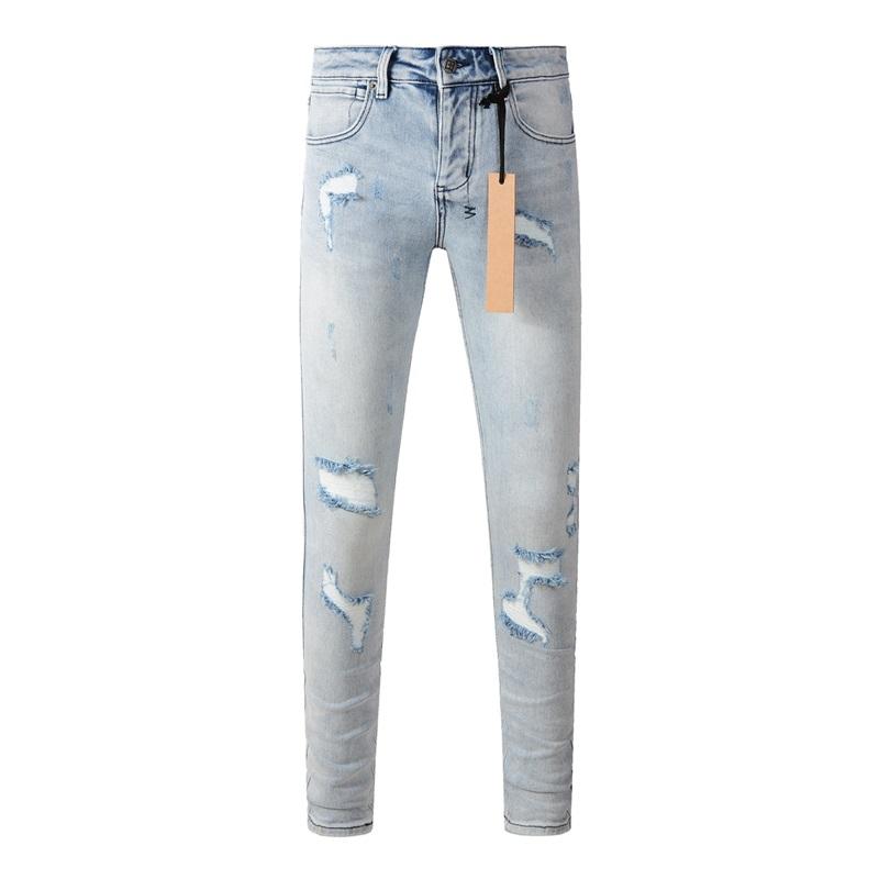 STREETRICH High Street Men's Jeans Low Rise Stretch Skinny Button Fly Ripped Hold Black Pants