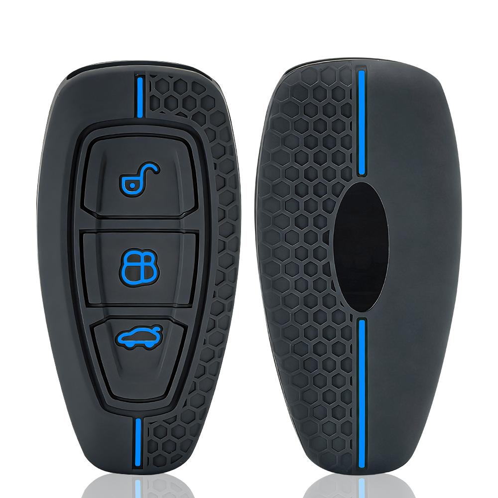 New Car Key Pack for Ford ST Line Fiesta Focus Mondeo Ecosport Kuga Edge Escape Metallic Silicone Car Key Fob Case Accessories