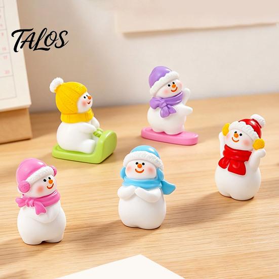 Christmas Desktop Ornaments Mini Snowman Figurine, Skiing Dolls, Small Car Holiday Gift Items Dashboard Figurines, Micro Landscape for Dollhouse
