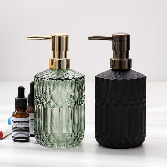 Glass Lotionflaske Sklisikker Bunn Gjennomsiktig Design Stor Kapasitet Flytende Dispenser Hjemmetilbehør