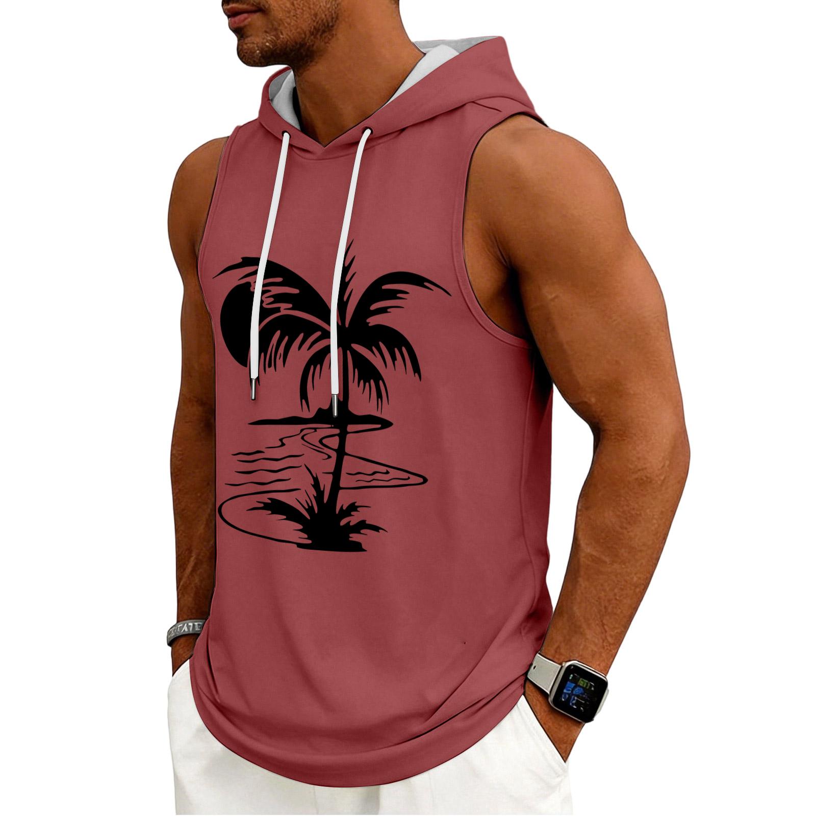 

Men s Tank Top Gym Sleeveless Hoodie Shirt Washed Sports Muscle Shirts Fitness Vest With Hood S Кіновар