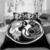 Black and White Yin Yang Duvet Cover Chinese Style Gossip Koi Couple Fish Mysterious Art Theme for Boy Girls Adult Bedroom Decor