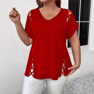 Modă nouă de vară casual pentru femei grăsuțe tricou cu mânecă scurtă mărime mare top off-the-shoulder