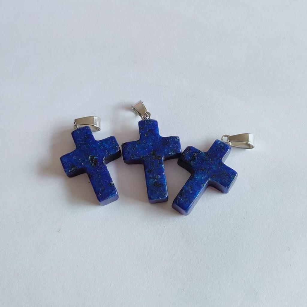 Amethyst Stone Cross Pendant Necklace - European & American Fashion Accessory