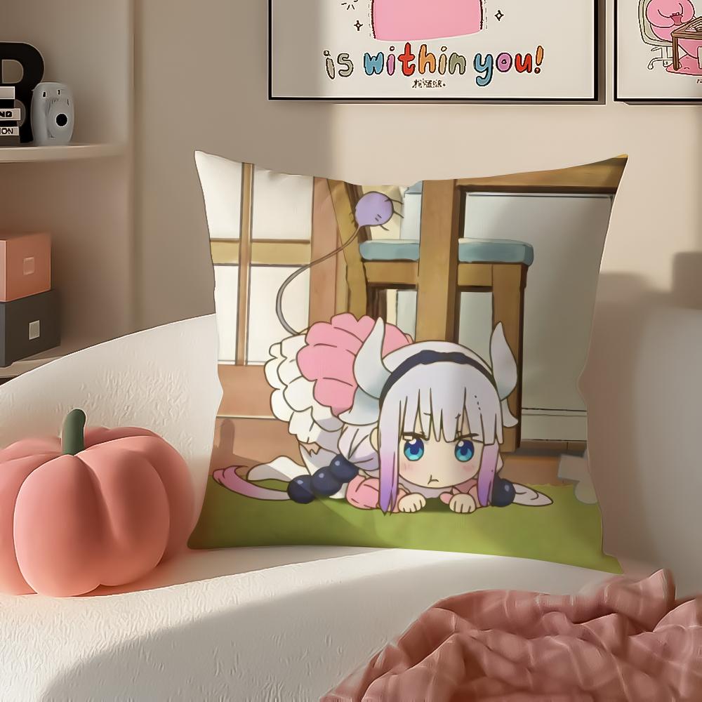 Miss Kobayashis Dragon MaidB Anime Cushion Cover Pillowcase Short Plush Invisible zipper Room Sofa Cushion Cover