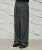 SIGNATURE Wool-Like No-Tuck Wide-Fit Slacks [Gray]