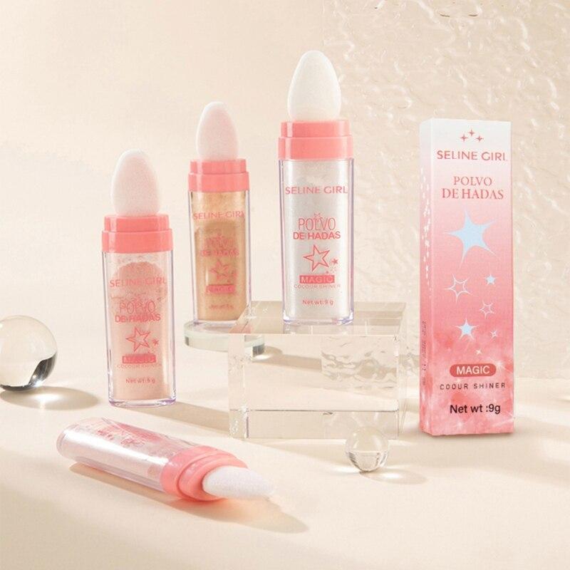 3 Colors Face Body Shimmer Highlighter Powder Shimmer Contour Blush Brighten Skin Tone Lightweight Neck Leg Makeup