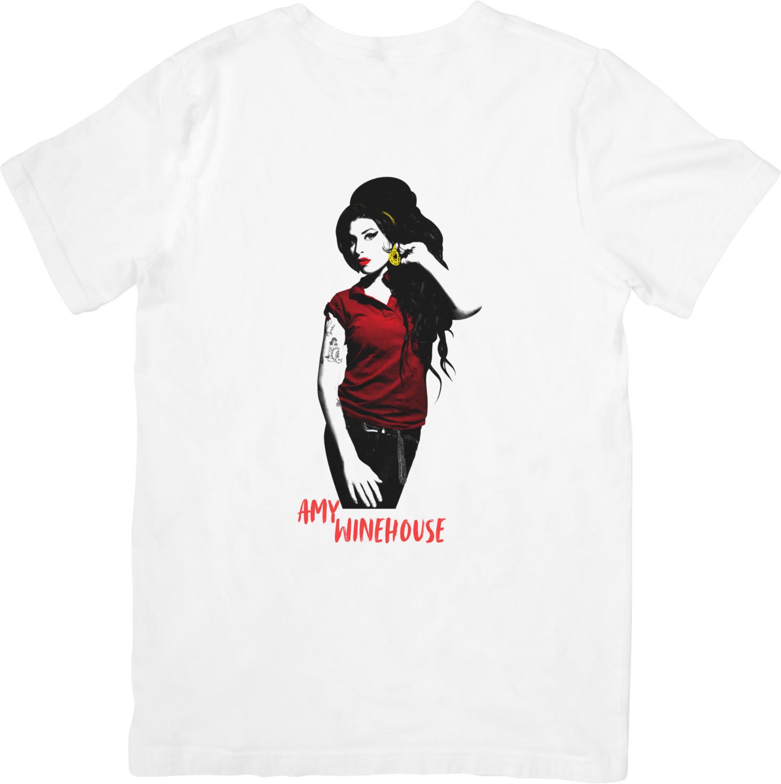 Amy Winehouse Music Unisex Fit for Men Women Quality Cotton T-Shirt White. S