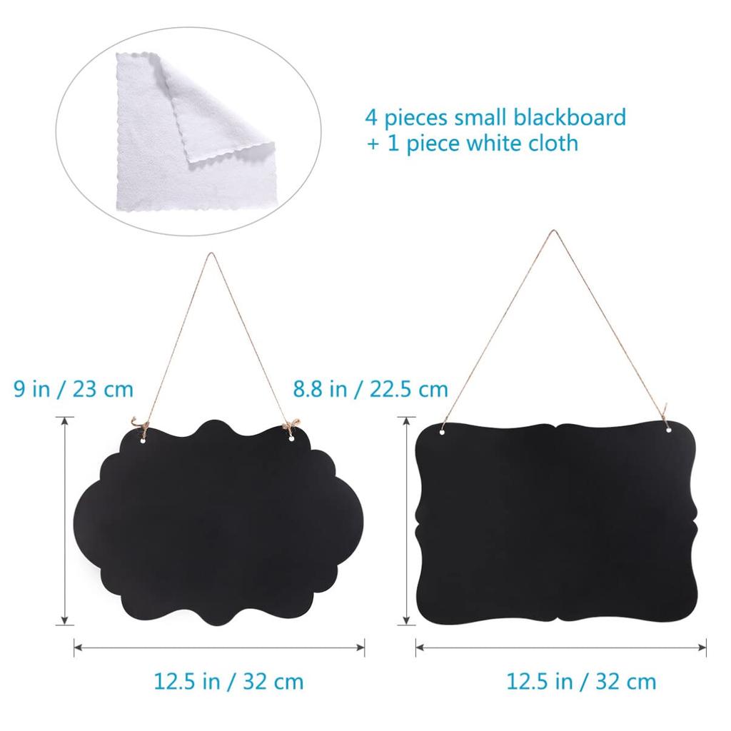 NUOLUX Mini Chalkboard Door Plate, Welcome Board, Entrance Sign, Double-Sided Blackboard, Menu Board, Open/Close Sign, Double-Sided, Set of 4