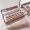 Ensemble de 5 pinceaux de maquillage format voyage Mini pinceaux de maquillage Petits à fonction complète Kit de pinceaux cosmétiques Avec étui et miroir Perfe