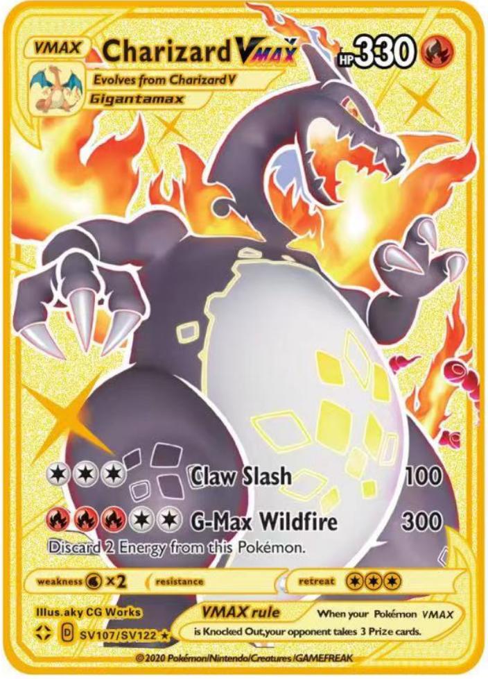 Pokémon Vmax Pokemon Cards Vstar GX V English Metal Card Anime Charizard Mewtwo Blastoise Shiny Letters Game Collection Card Toy