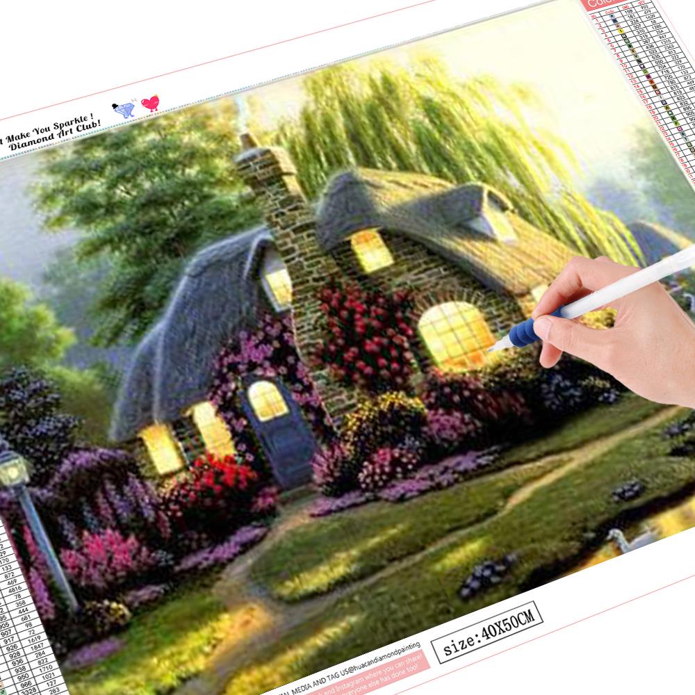 5D Diamond Embroidery House Villa Scenery Hovel European Home Diamond Painting Cross Stitch Decor