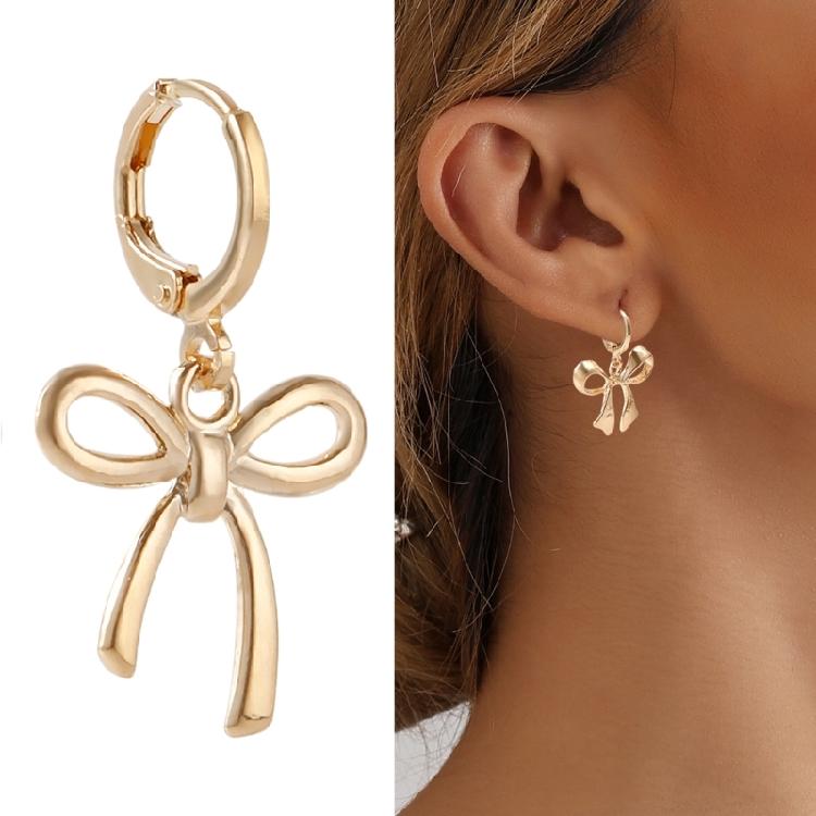 Chic Gold Plated Bowknot Metal Earrings Adornment Fashion Ear Studs Jewelry