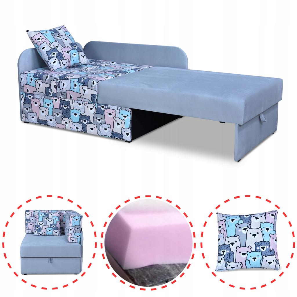 Children's Corner Sofa Bambino Extendable Container Bed Children's Mattress Kubuś