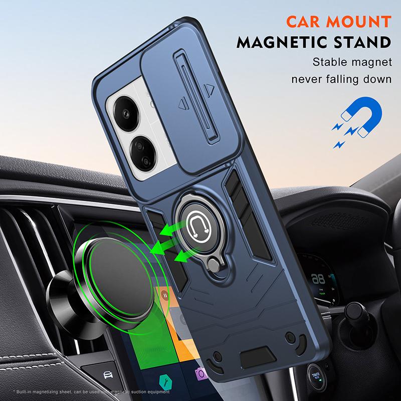 For Redmi 13C Luxury New Armor Magnetic Shockproof Case For Redmi 13C Camera Lens Protective Phone Cover For Redmi 13C Cases