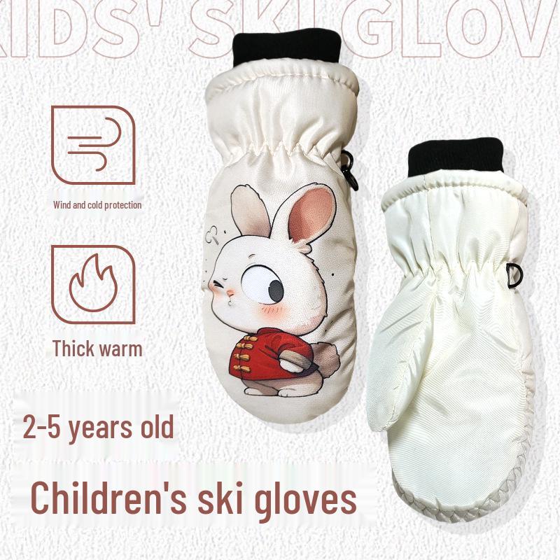 Cozy Winter Cartoon Fleece-Lined Gloves for Girls, Ages 2-5