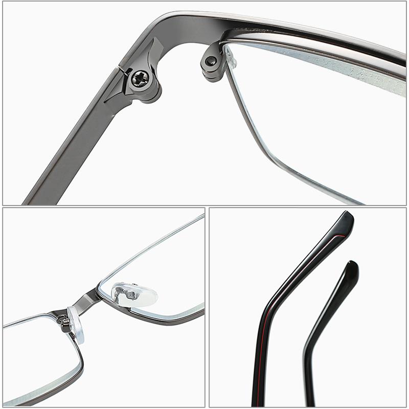 Transition Photochromic Optical Metal Progressive Reading Glasses Anti-Blue-Ray Resin Presbyopic Glass