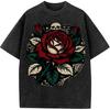 Vintage Graphic T Shirt Skull with Roses Skeleton Skull Rose Tee for Men Women