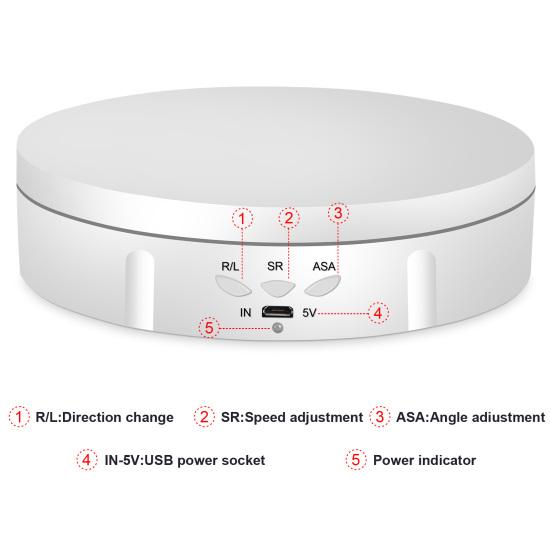 Drehbare Plattenspieler-Fotografie-Display-Ständer 360 Grad Panorama Verstellbar Sanfte Drehung Anti-Rutsch Wiederaufladbar