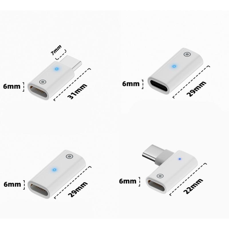 Type C/8Pin Male To 8Pin Female Adapter with LED Indicator for Pencil Charging and Connection