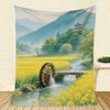 Tranquil Mountain Cottage Throw Blanket: Alpine Landscape Pattern Cottagecore Cozy Home Decor