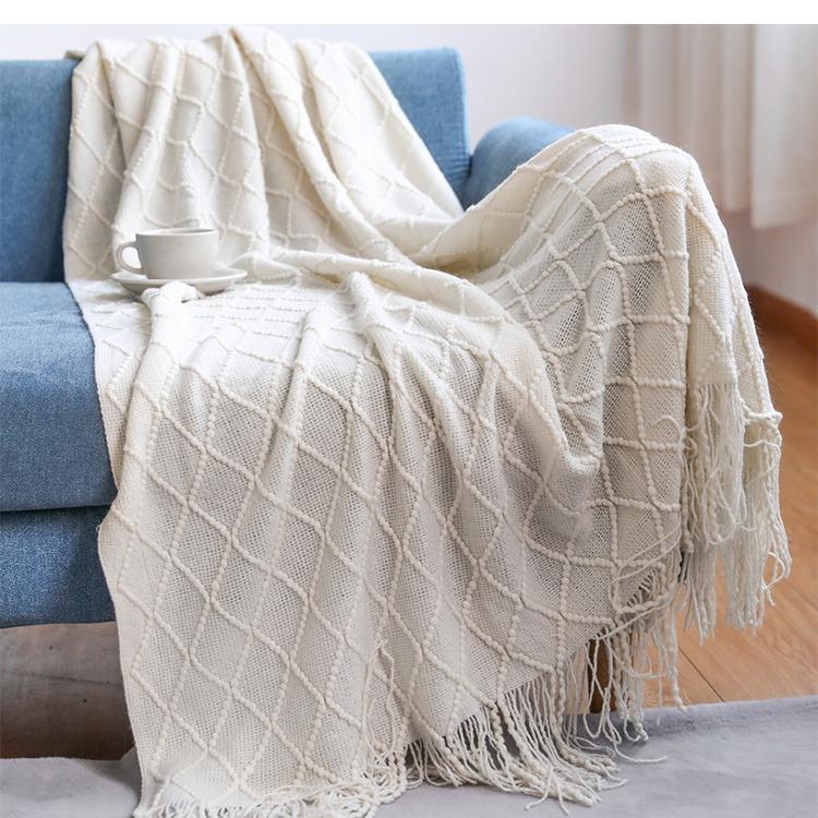 Tassel Summer Thin Throw Blanket Knitted Sofa Cover Blanket Office Air Conditioning Window Blanket Cozy Small Napping Throw Blanket For Home