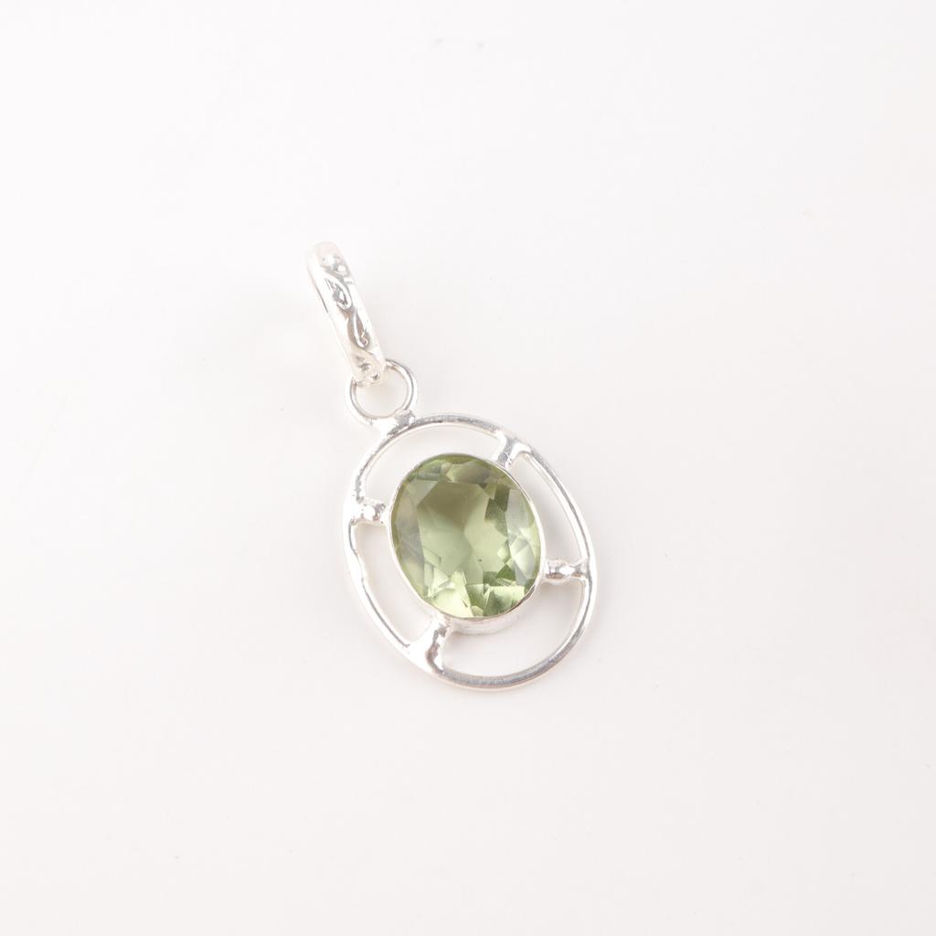Natural Green Amethyst Gemstone 925 Sterling Silver Jewelry Handcrafted Pendant PP-6-50