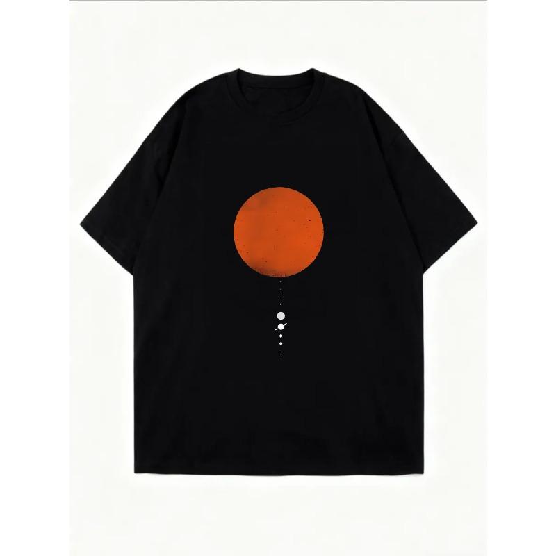 White Oversized T Shirt With Orange Circle Print For Casual Wear