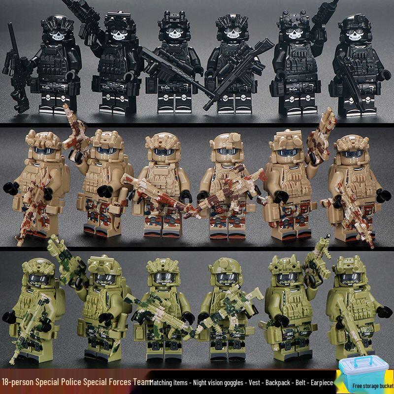 Delta Military Special Forces Police Figure Building Blocks - Ghost Soldier Assembly Toy for Kids