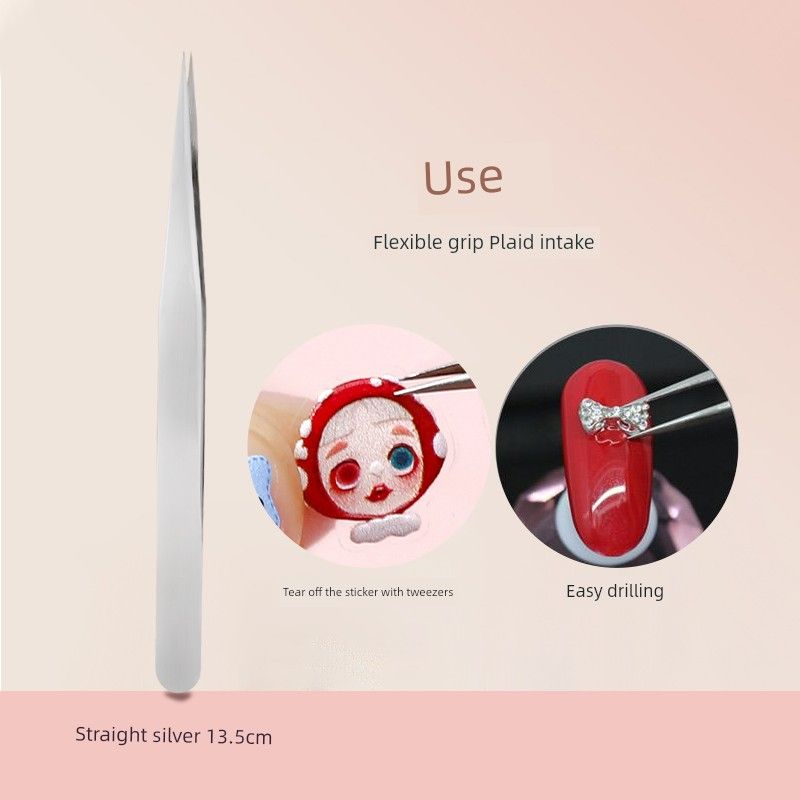 

Chessboard Plaid Thousand Birds Decorative Small Pattern Nail Stickers High-grade stainless steel straight tweezers]