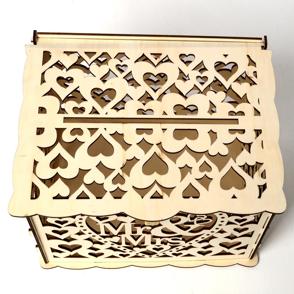 Large, Elegant Wooden Gift Card Box with Lock, Wooden, sy to Assemble, for Weddings and More, Wedding Card Box with Lock, Rustic