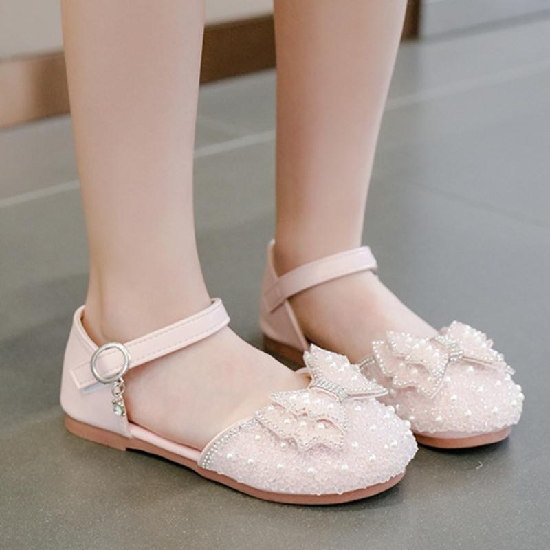Girls' Half Sandals Summer Korean Version Soft Soled Children's Leather Shoes, Mid Size Children's Crystal Shoes, Baby Princess Shoes