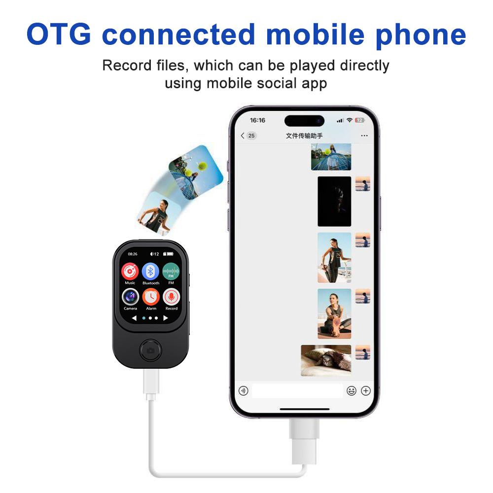 Portable Music Player Bluetooth 5.4 HiFi Lossless Audio MP4 Walkman Touch Screen Built-in Speaker Recorder Camera Video Player FM E-book