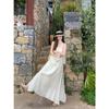 Coffee Break French Seaside Vacation Style Mint Green Suspender Dress Temperament Dopamine Wear Casual Beach Skirt