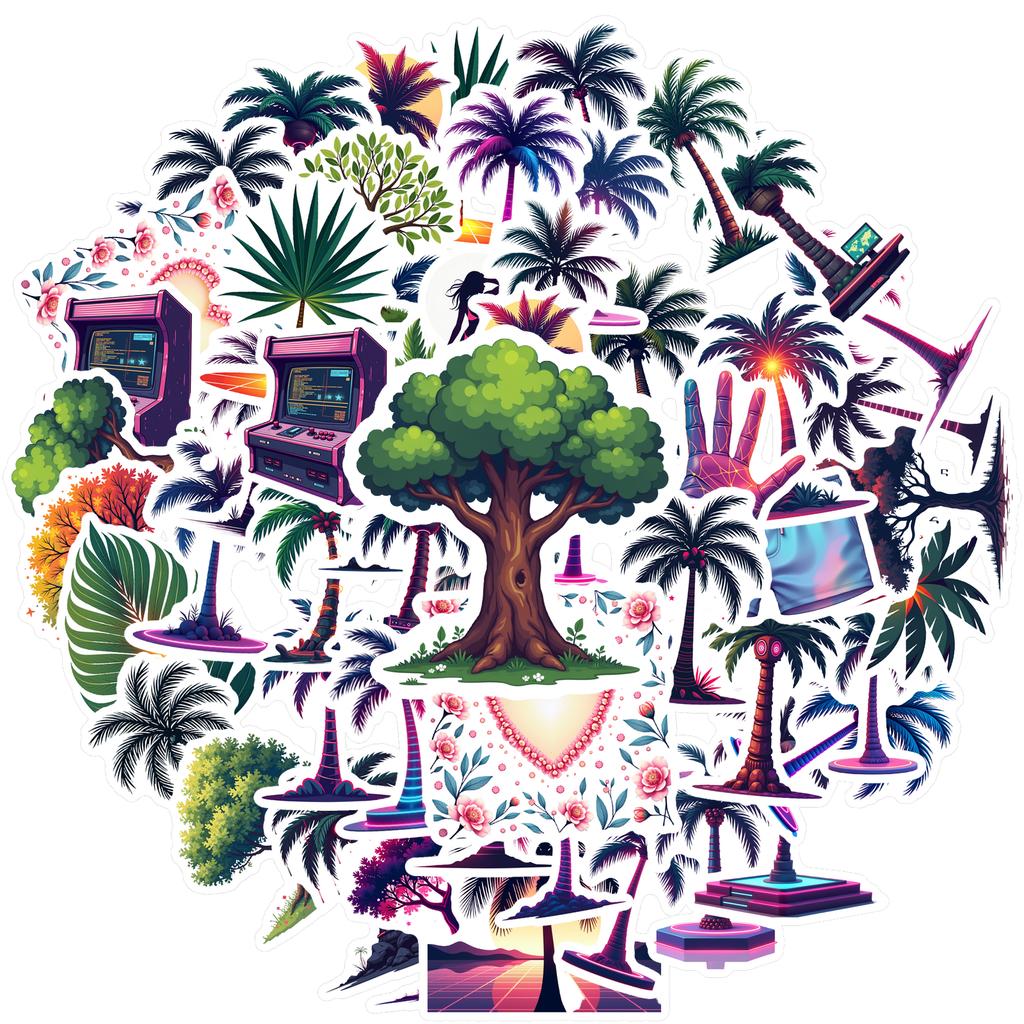 35pcs-100pcs Decals  Waterproof Decorative Stickers Tropical Stickers Palm Tree Stickers for Suitcases Computers Phones