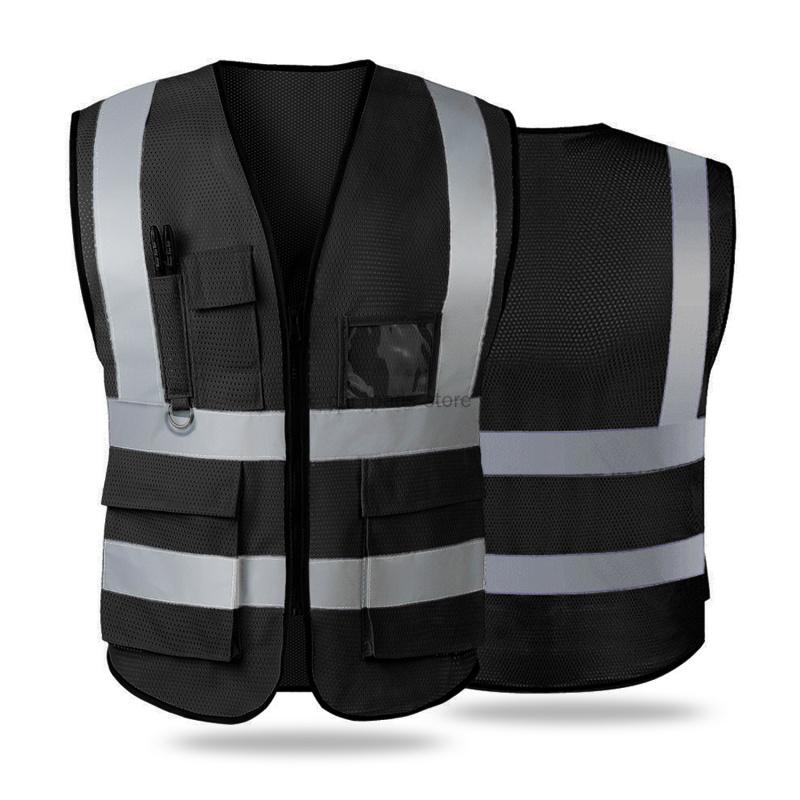 Reflective Safety Vest For Women Men High Visibility Security With Pockets Zipper Front Meets AnsiIsea Standards