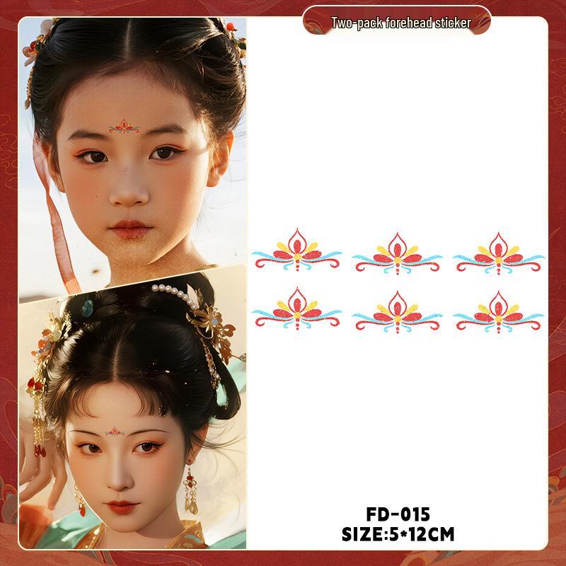 Dunhuang Glitter Face Stickers: Ancient Style Forehead & Eye Tattoos for Hanfu and Stage Performance