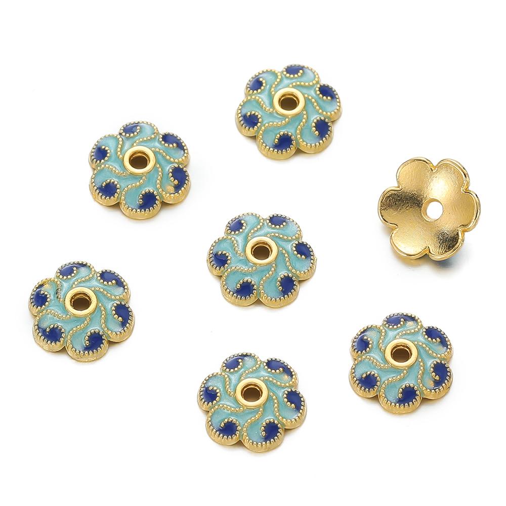 10pcs/lot Metal Loose Spacer Beads Flowers Caps For DIY End Spacer Charms Necklace Bracelets Earring Jewelry Making Craft