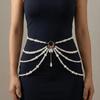 Golden Multilayer Body Chain Y2K Beadeds Body Chain Fashion Pearl Waist Chain  Character Playing