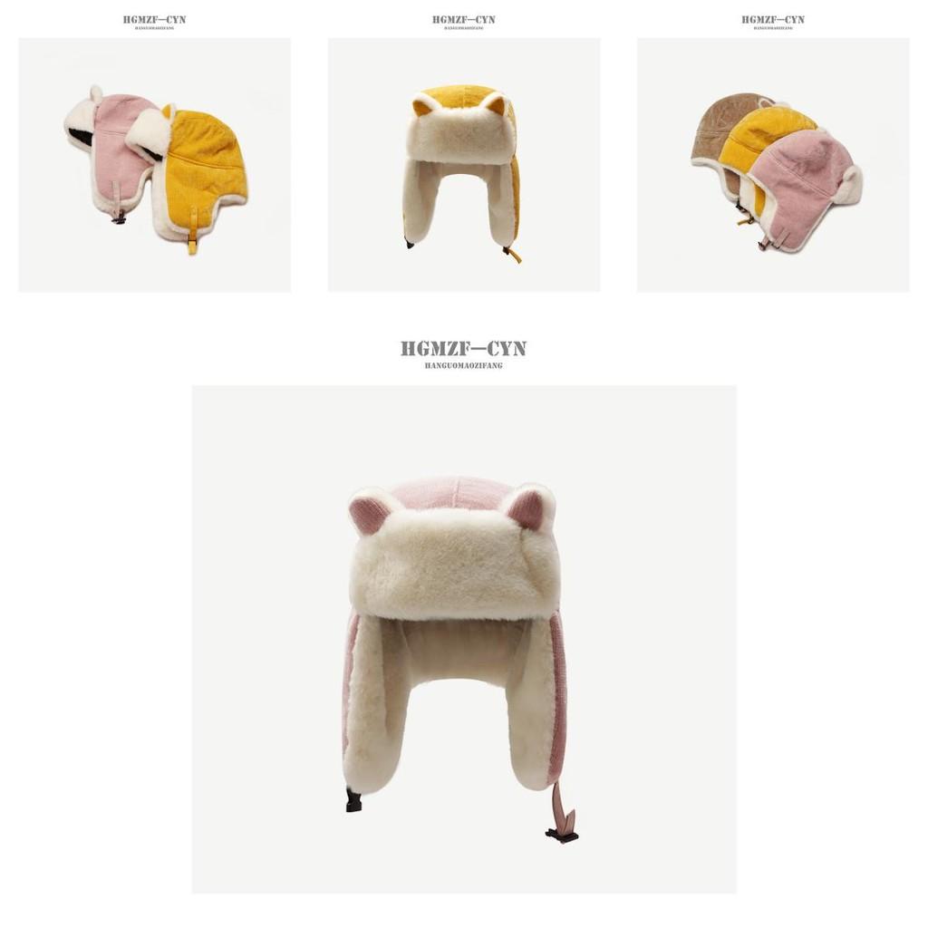 Sweet Cute Winter Warm Plush Lei Feng Hat For Women With Fox Ears Design