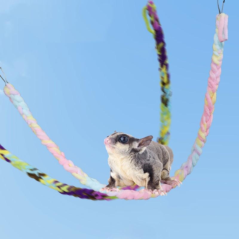 Hamster Climbing Ladder Honey Bag Squirrel Climbing Rope Bird Toy Parrot Colored Cotton Rope Standing Pole Suspension Bridge